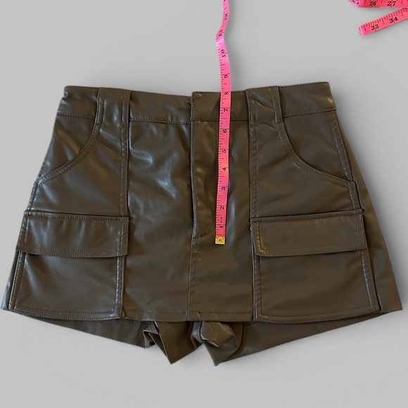 Zara Chocolate Brown Faux Leather Micro Skort - Picture 6 of 7